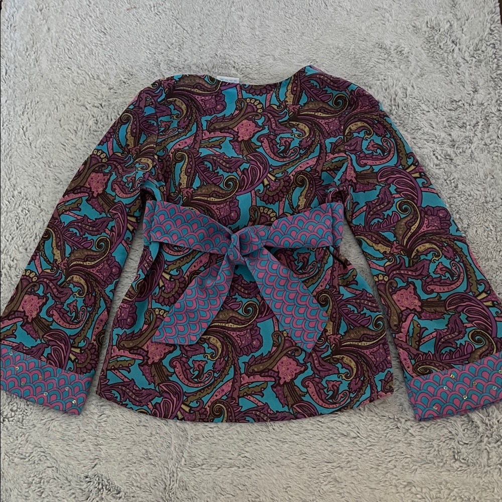 Mary-Kate & Ashley Multicolor Paisley Wrap Top Vintage SZ M 7-8 - Picture 6 of 6